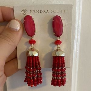 Kendra Scott Red Tassel Post Earrings (Dove Statement)